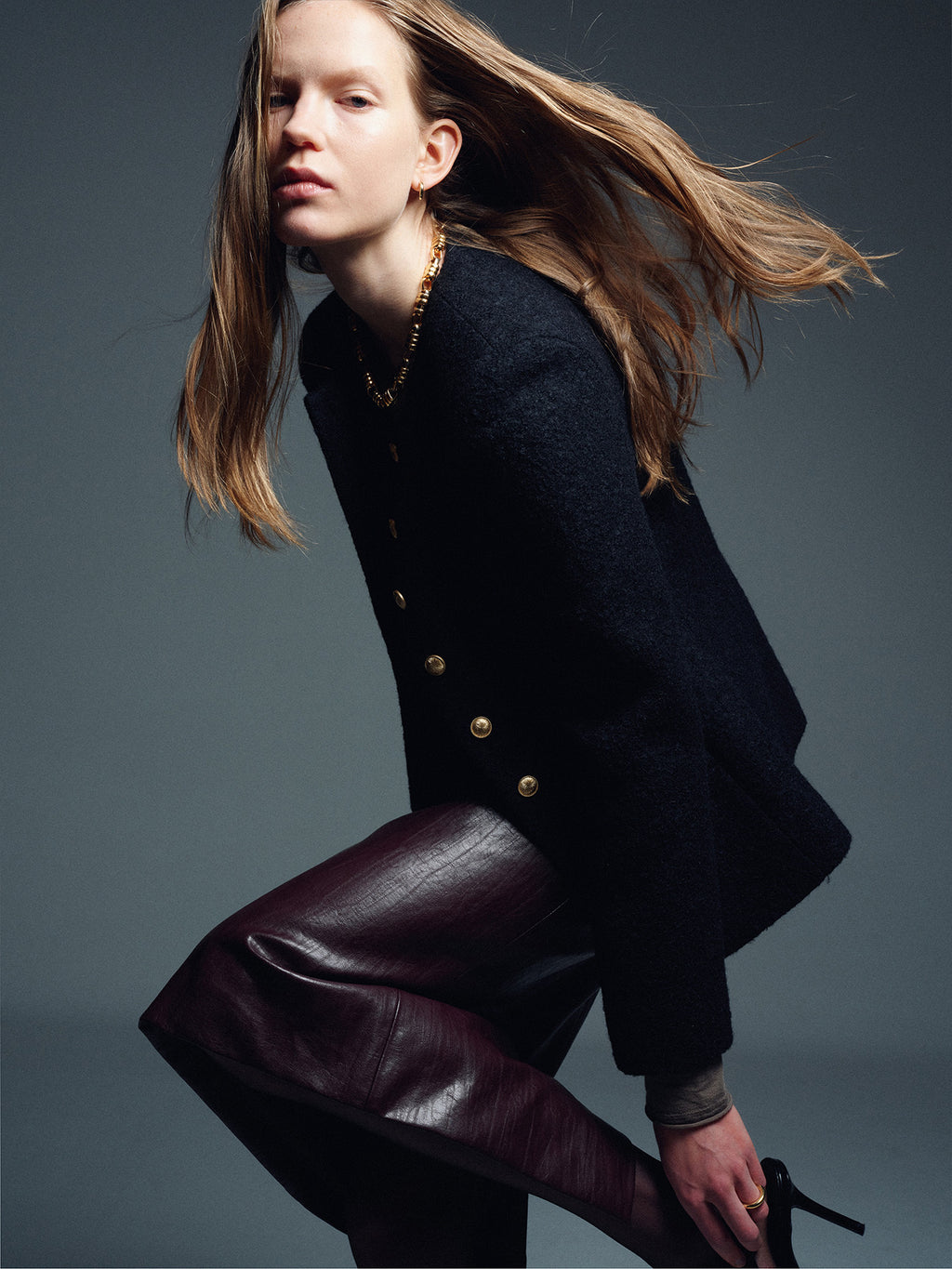 Tonywack - Faux Leather Midi Skirt (Dark Burgundy) product image 8 | TRAB K-Fashion Australia