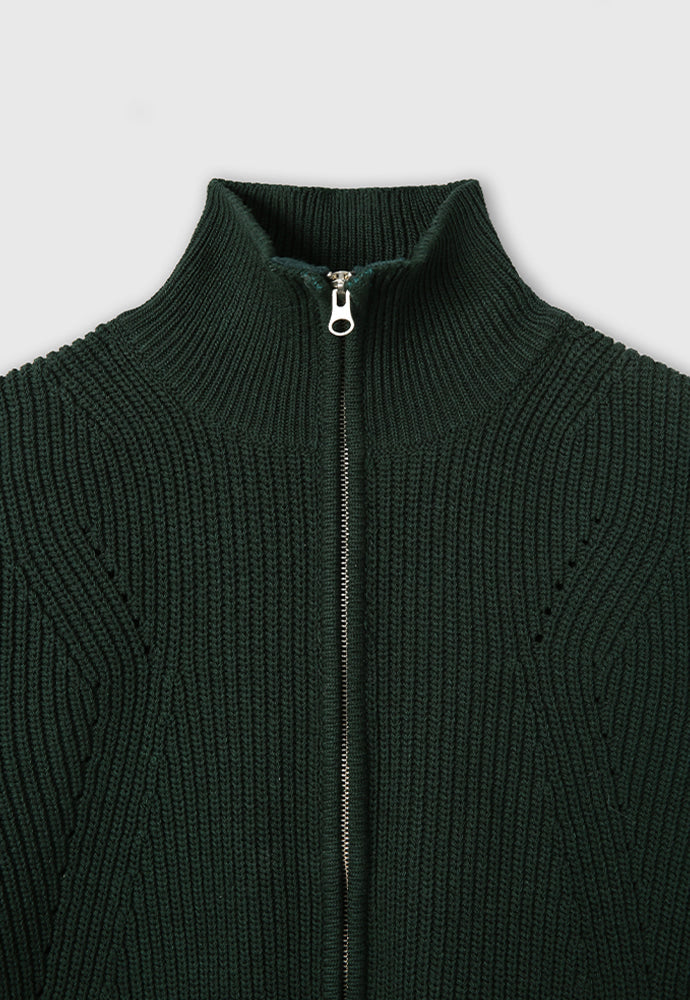 Tonywack - Italian Cotton Hard Twist Zip-Up Knit (Dark Green) product image 9 | TRAB K-Fashion Australia