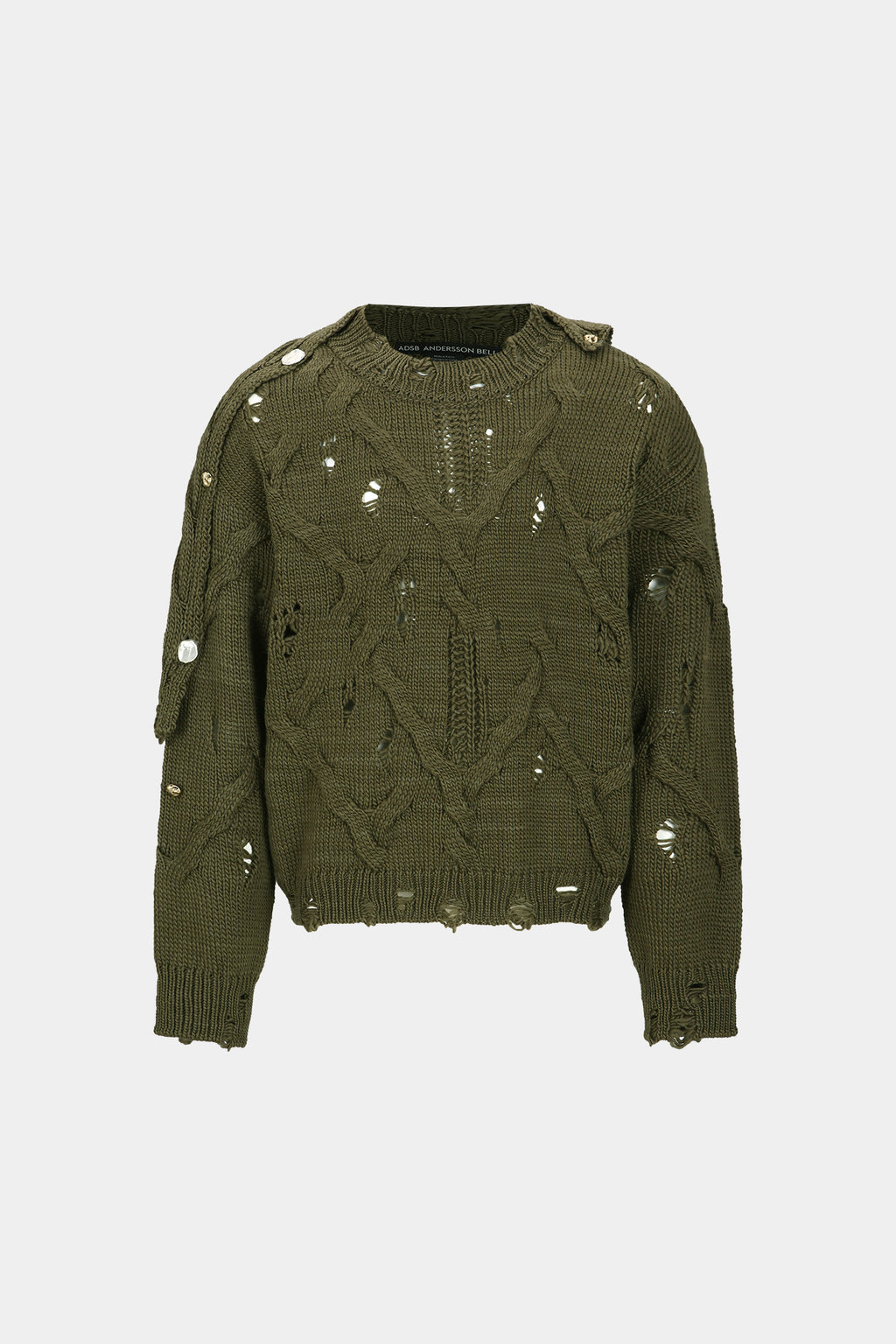 Andersson Bell - Fisherman Button Crew-Neck Sweater (Khaki) product image 7 | TRAB K-Fashion Australia