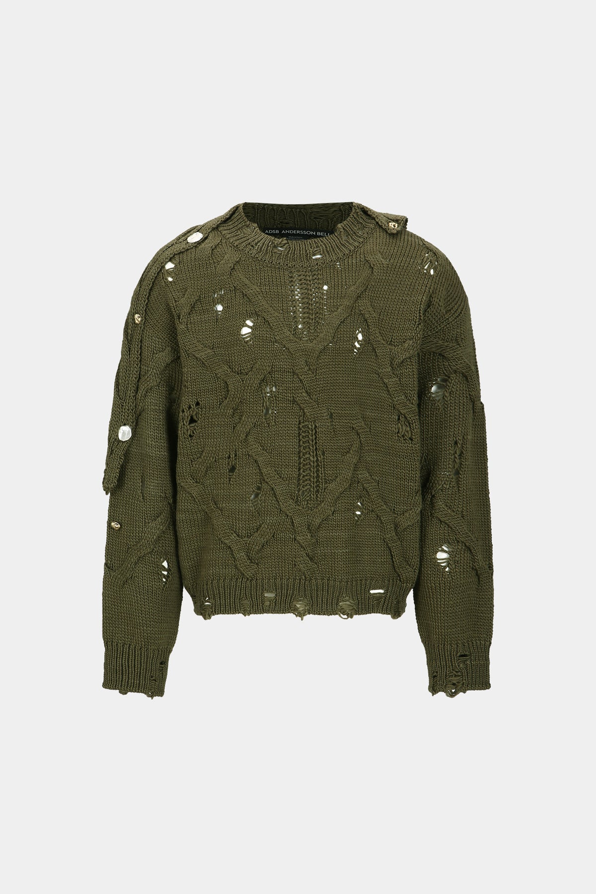 Andersson Bell - Fisherman Button Crew-Neck Sweater (Khaki) product image 7 | TRAB K-Fashion Australia