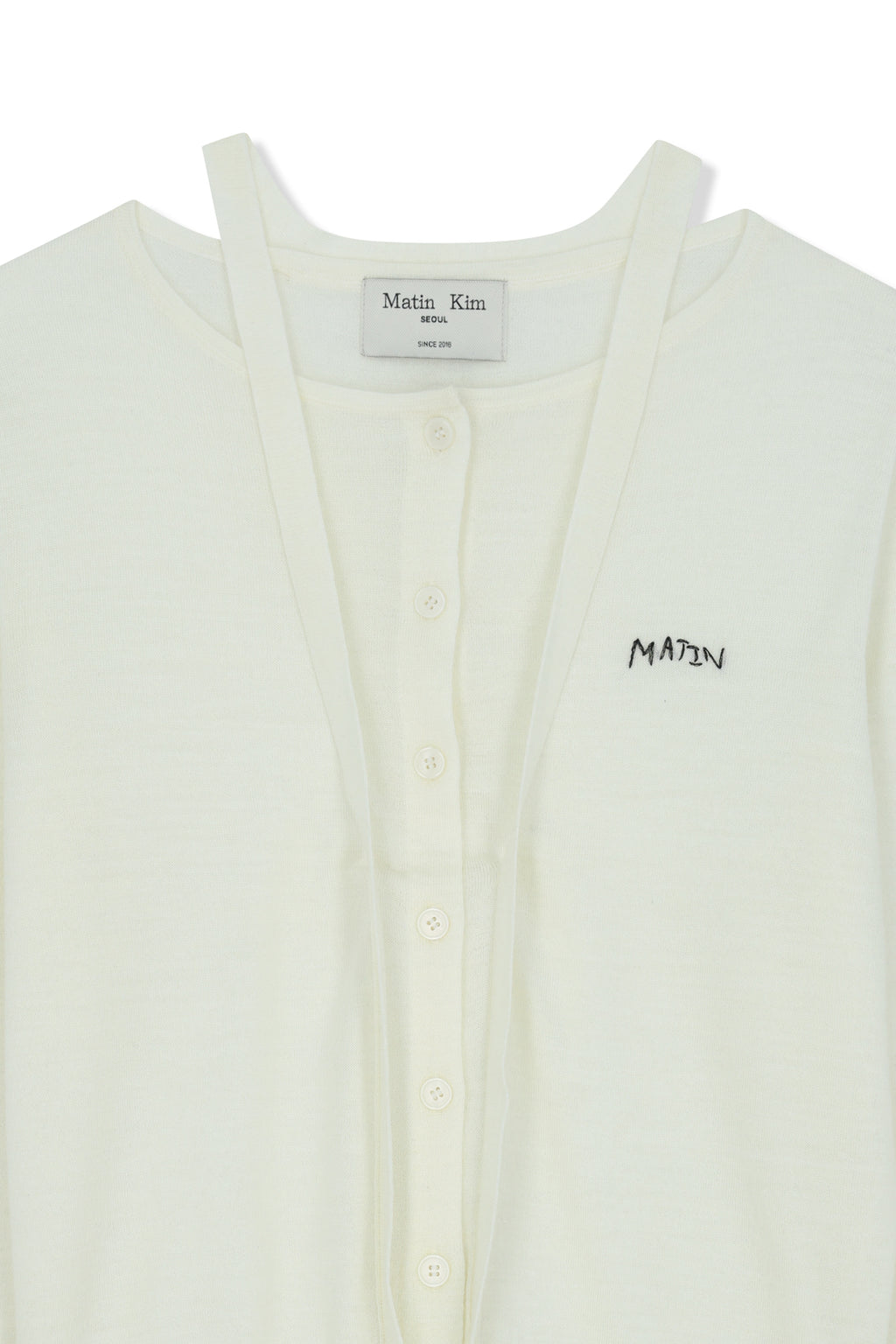 Matin Kim - String Detail Knit Cardigan (Cream) product image 3 | TRAB K-Fashion Australia