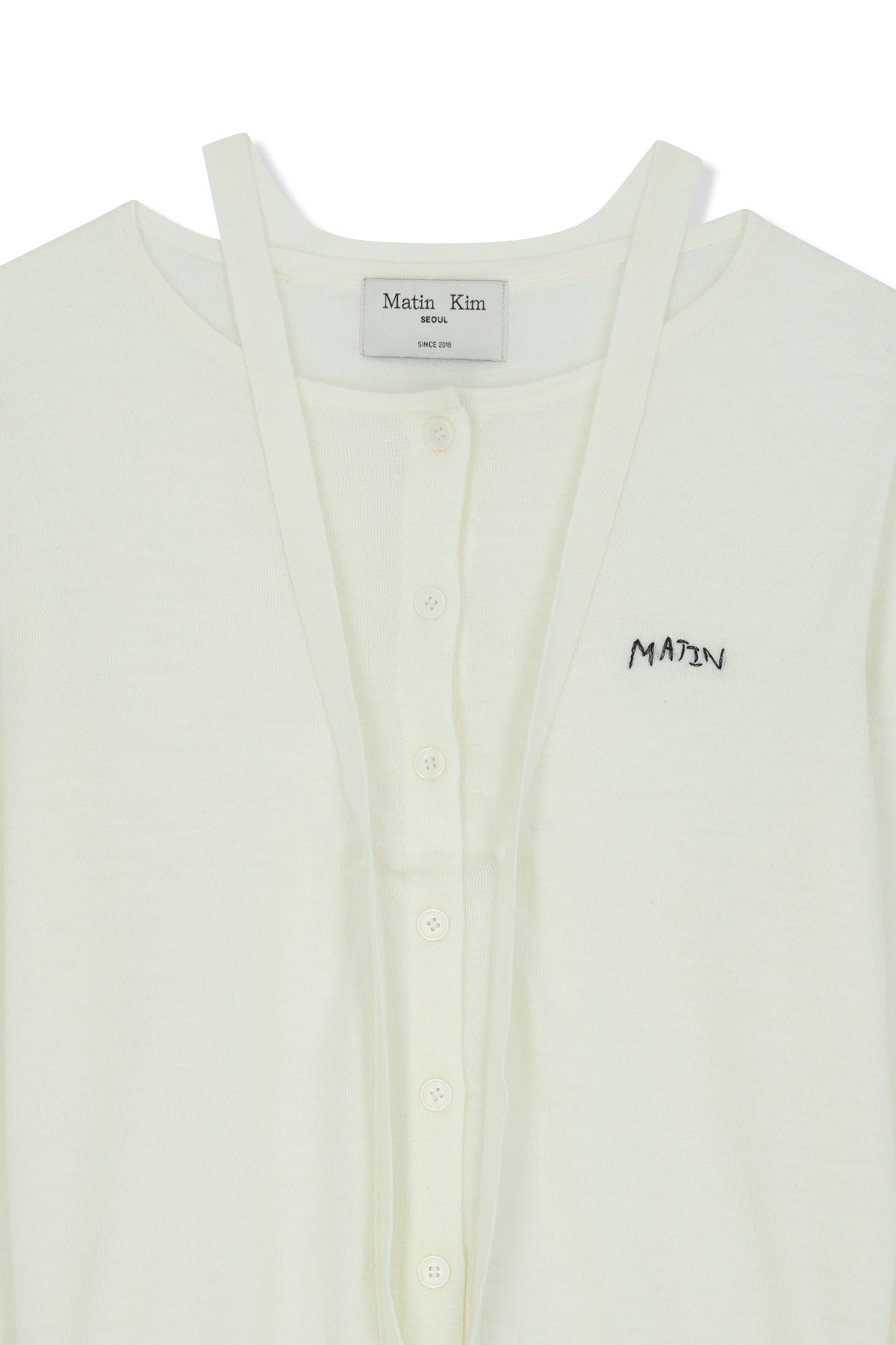 Matin Kim - String Detail Knit Cardigan (Cream) product image 3 | TRAB K-Fashion Australia