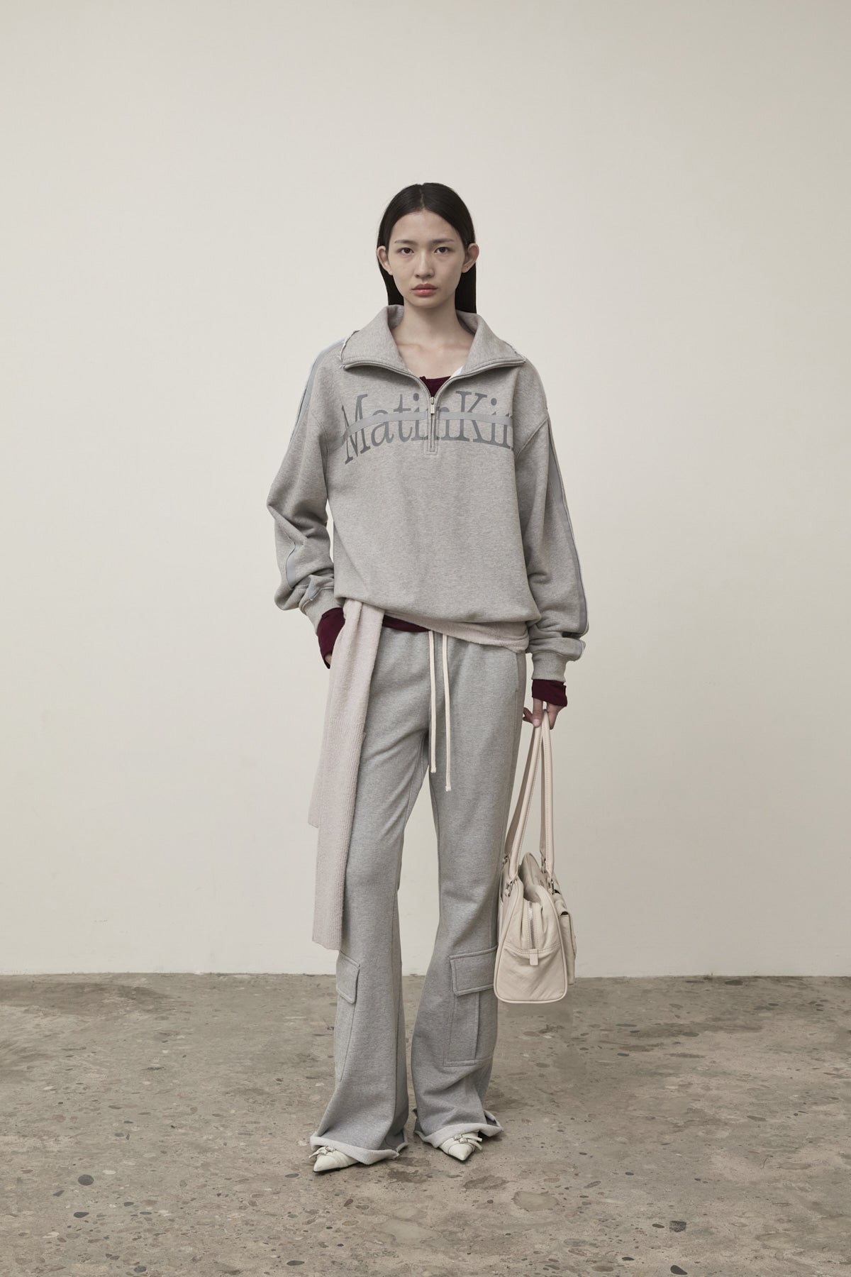 Matin Kim - Cut Out Half Zip Sweatshirt (Grey) product image 9 | TRAB K-Fashion Australia