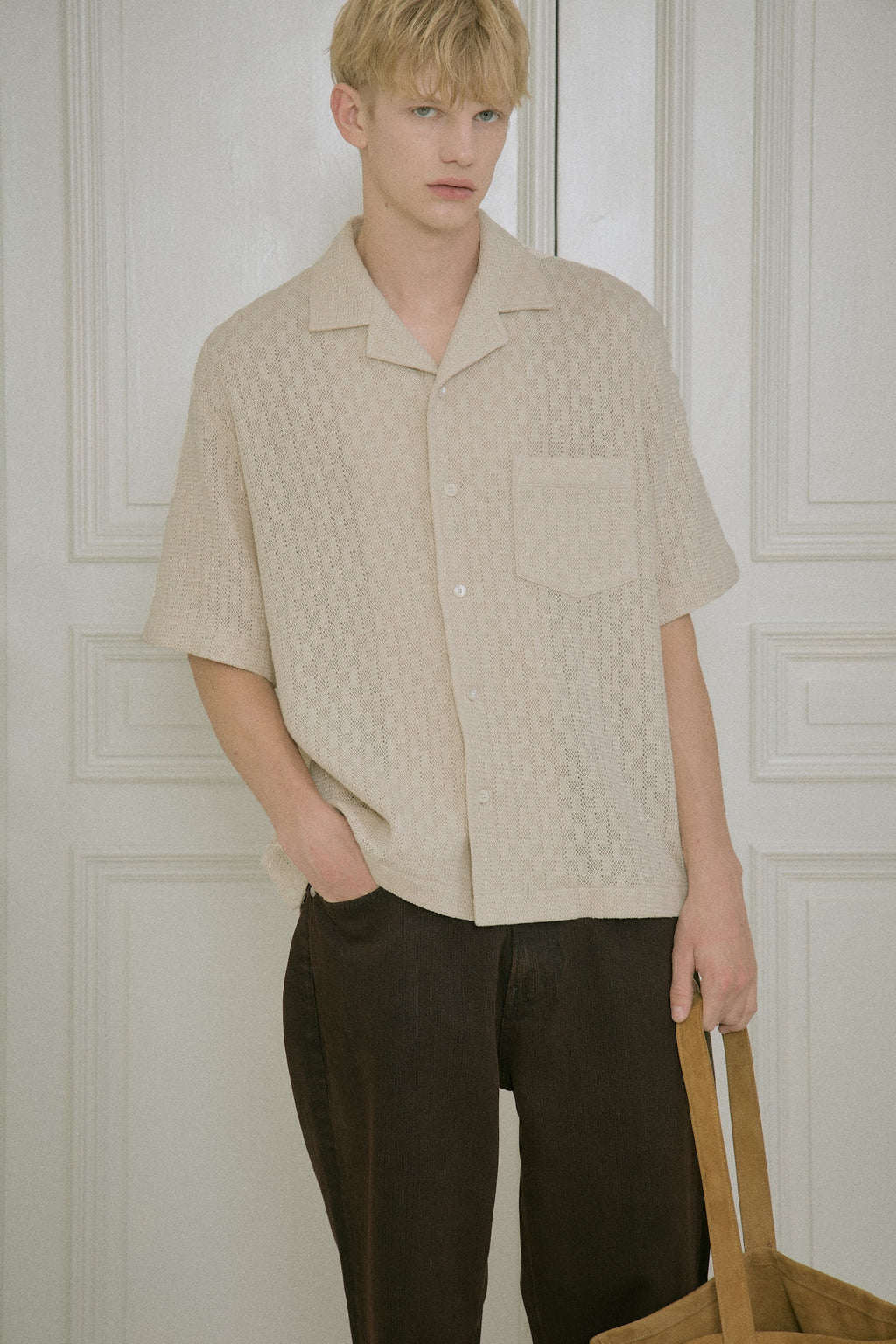 STU - Back Raglan Jacquard Shirt (Ivory) product image 10 | TRAB K-Fashion Australia