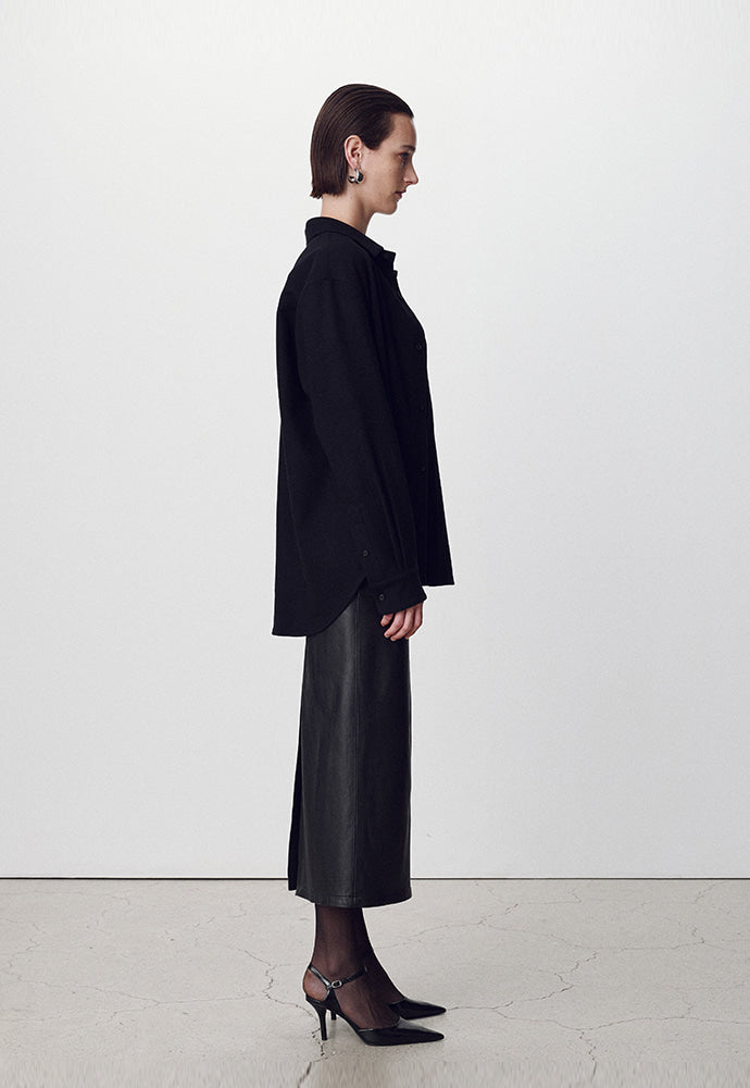 Tonywack - Virgin Wool Hidden Placket Shirt (Black) product image 3 | TRAB K-Fashion Australia