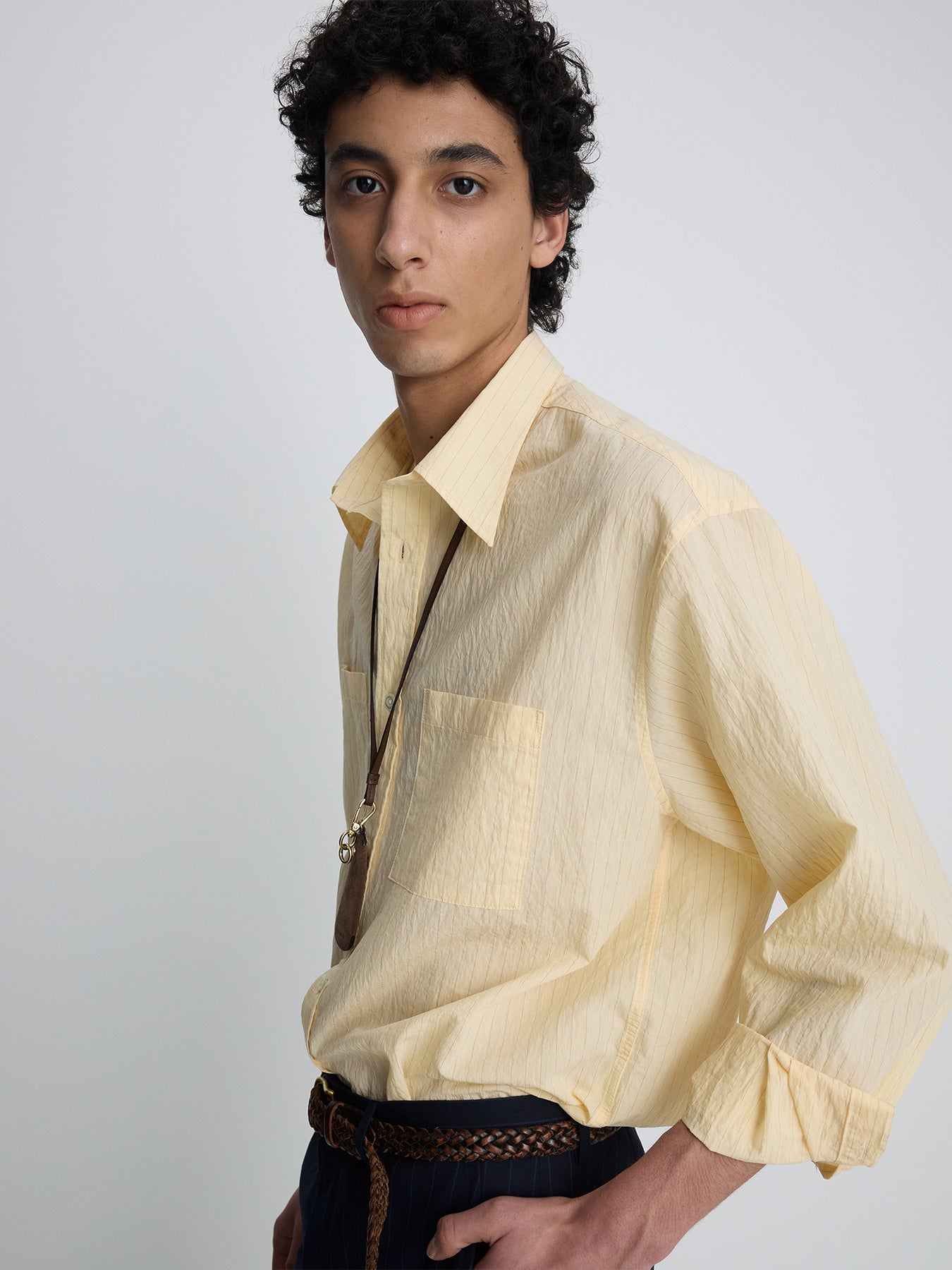 Tonywack - Pinstriped Cotton Blend Shirt (Pale Yellow) product image 5 | TRAB K-Fashion Australia