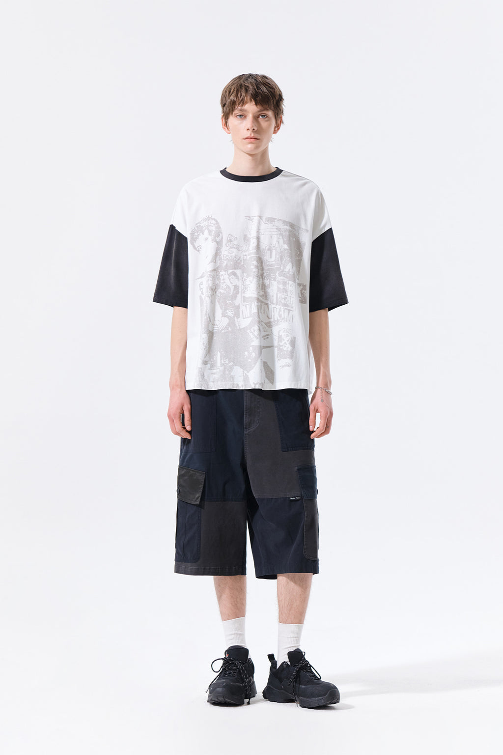 Matin Kim - Patchwork Cargo Bermuda Pants (Charcoal) product image 9 | TRAB K-Fashion Australia