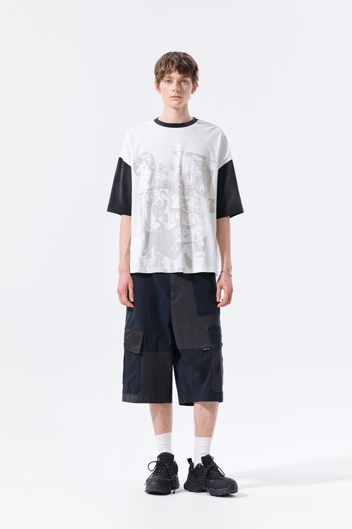 Matin Kim - Patchwork Cargo Bermuda Pants (Charcoal) product image 9 | TRAB K-Fashion Australia