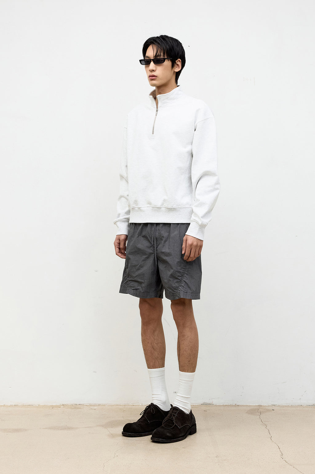 Coor - Semi Over Fit Half Zip-Up Sweatshirt (Melange Gray) product image 3 | TRAB K-Fashion Australia