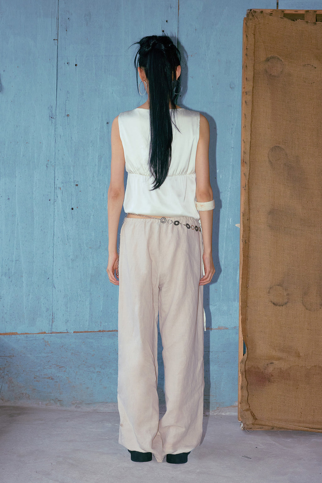 Deinet - Satin Shirring Sleeveless (Ivory) product image 3 | TRAB K-Fashion Australia