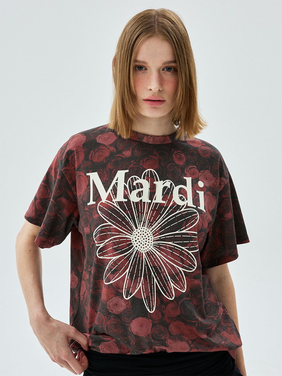 Mardi Mercredi - Tshirt Flowermardi Fleur De Rose (Red Ivory) product image 1 | TRAB K-Fashion Australia