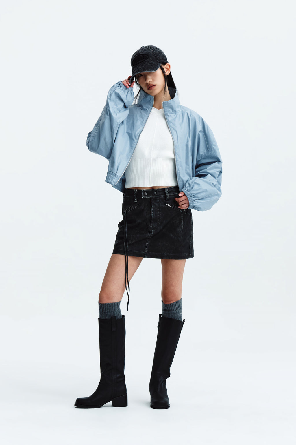 Matin Kim - Matin Coating Crop Blouson (Sky) product image 9 | TRAB K-Fashion Australia