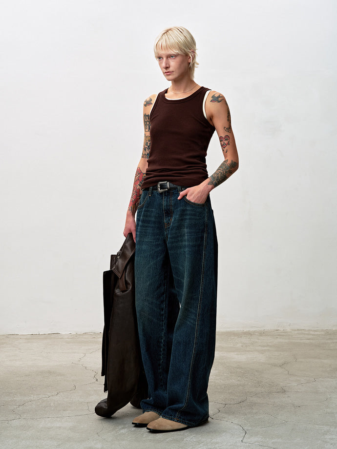 Tonywack - Oversized Wide-Leg Denim Jeans (Washed Mid Blue) product image 2 | TRAB K-Fashion Australia