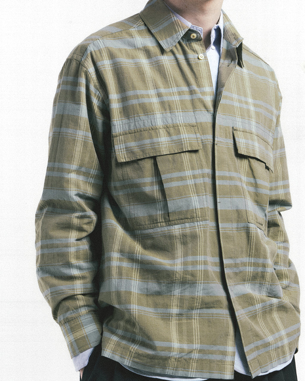 Eastlogue - Army Field Shirts (Beige Blue Check) product image 2 | TRAB K-Fashion Australia