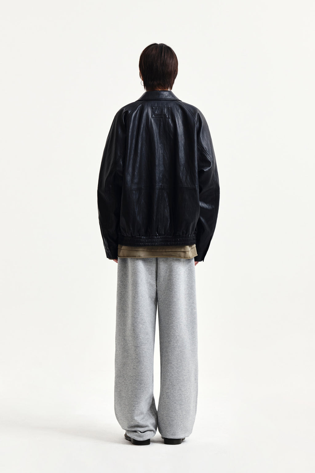 Matin Kim - Small Logo Faux Leather Zip Up Jumper (Black) product image 13 | TRAB K-Fashion Australia