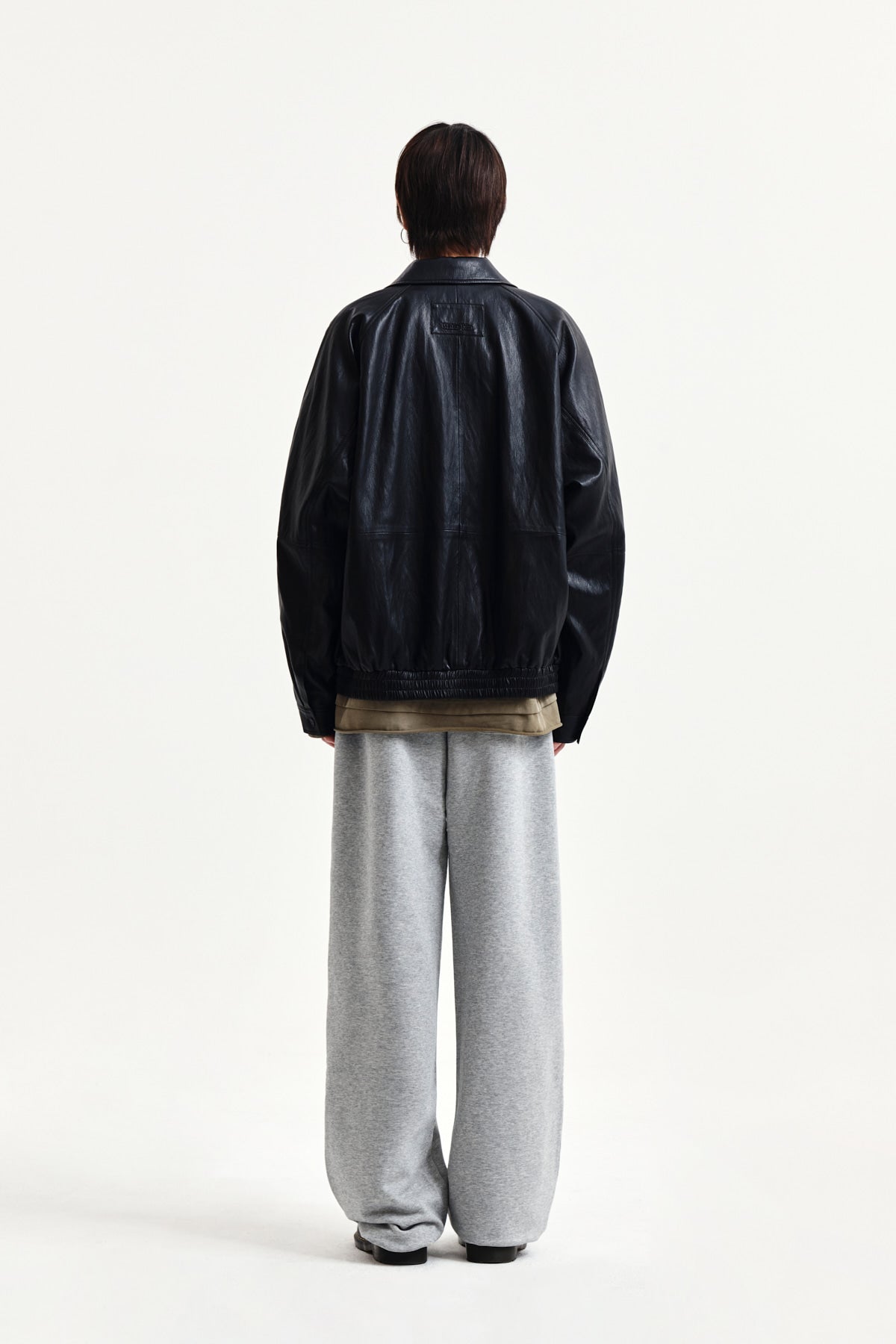 Matin Kim - Small Logo Faux Leather Zip Up Jumper (Black) product image 13 | TRAB K-Fashion Australia