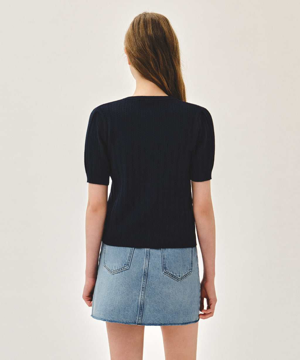Marithe & Francois Girbaud - Small Classic Logo Half Knit Cardigan Set Up (Navy) product image 3 | TRAB K-Fashion Australia