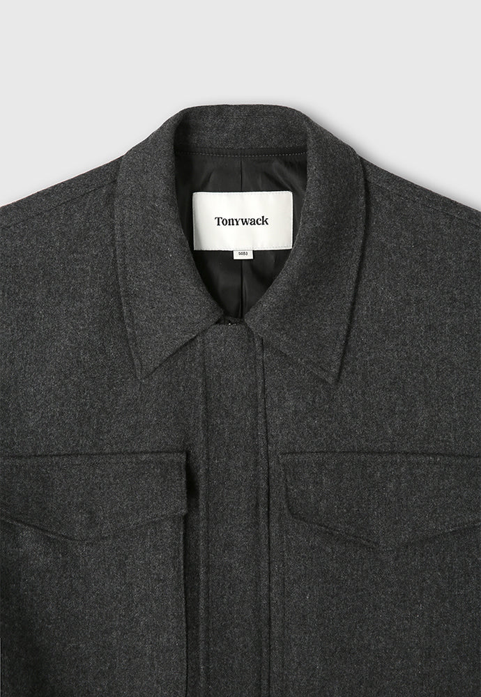 Tonywack - Merino Wool Chest Pocket Blouson Australian Wool 100% (Dark Grey) product image 10 | TRAB K-Fashion Australia