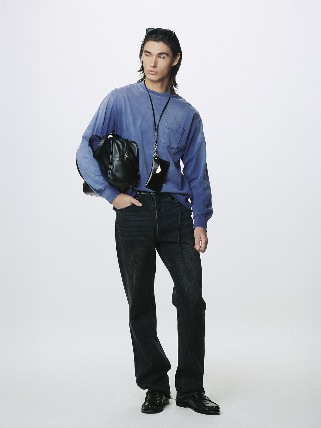 Tonywack - Garment Dyed Long Sleeve Crew (Faded Purple Blue) product image 4 | TRAB K-Fashion Australia