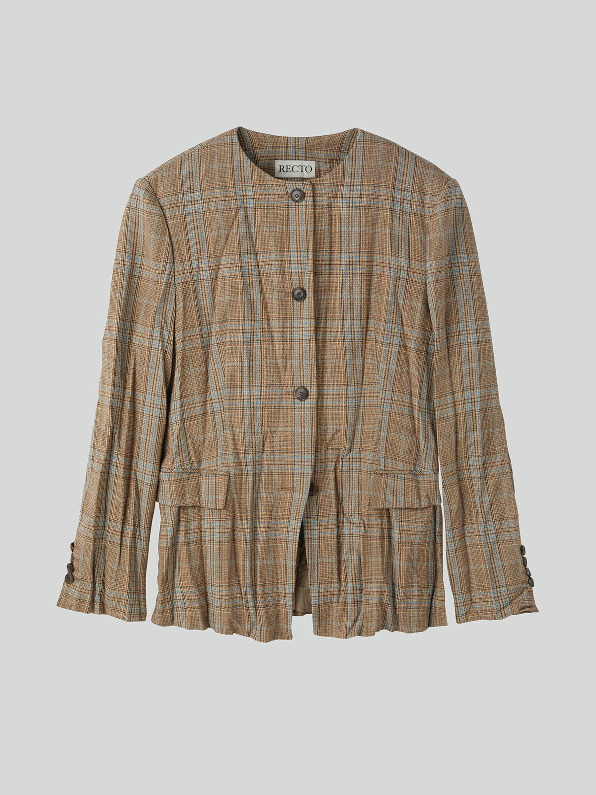 Recto - Crinkle Vintage Check Jacket (Camel) product image 5 | TRAB K-Fashion Australia