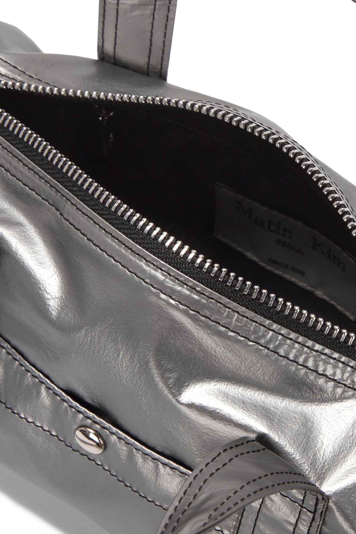 Matin Kim - Glossy Logo Sporty Mini Duffel Bag (Silver) product image 3 | TRAB K-Fashion Australia