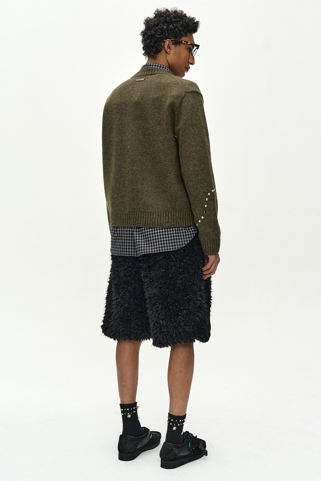 Andersson Bell - Kenley Faux Fur Patchwork Shorts (Black) product image 4 | TRAB K-Fashion Australia