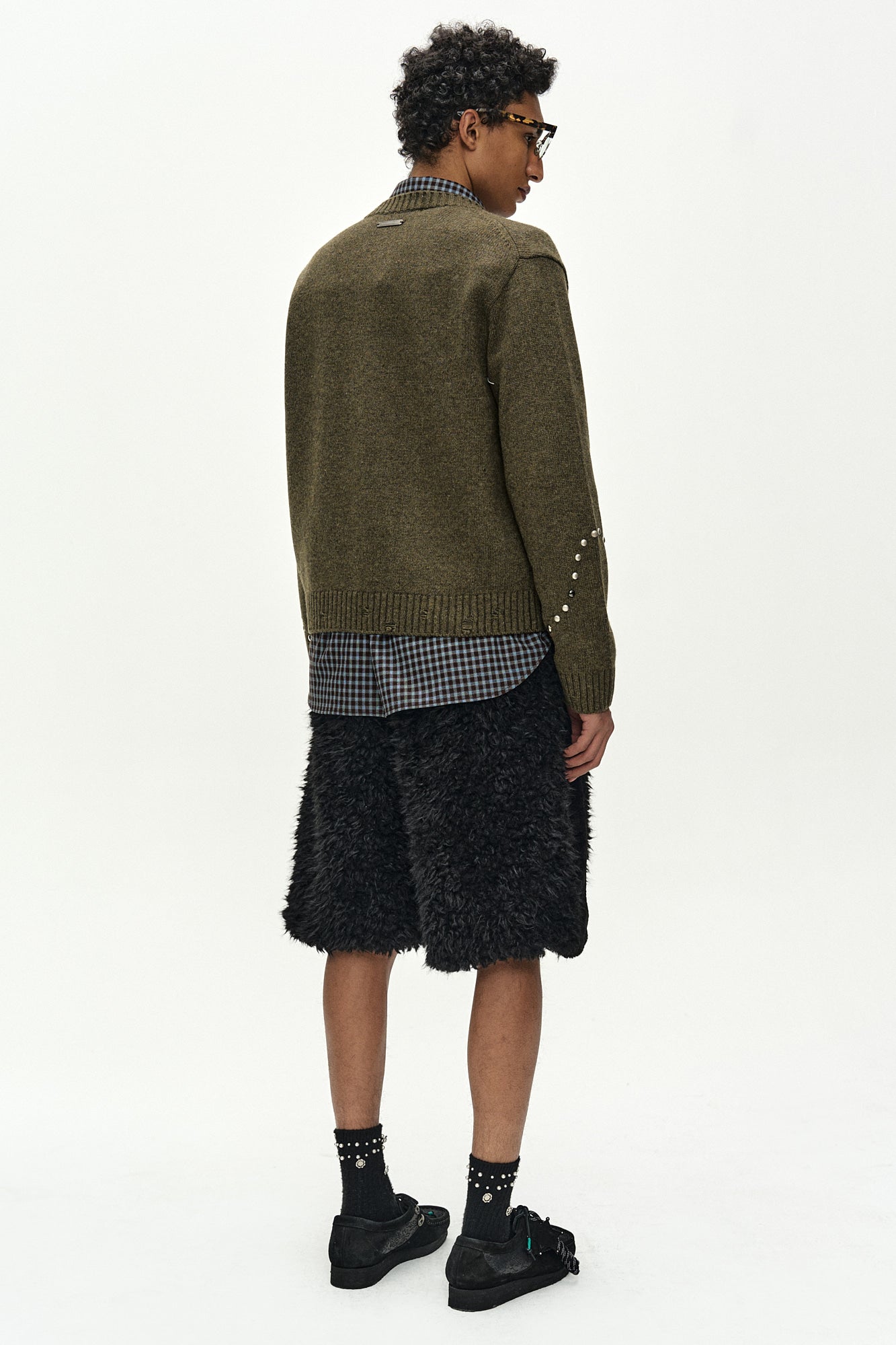 Andersson Bell - Kenley Faux Fur Patchwork Shorts (Black) product image 4 | TRAB K-Fashion Australia