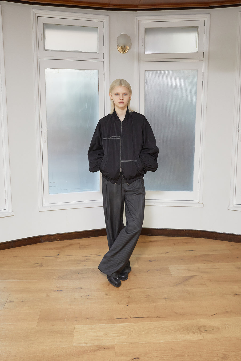 Matin Kim - Washed Volume Bomber Jumper (Black) product image 11 | TRAB K-Fashion Australia