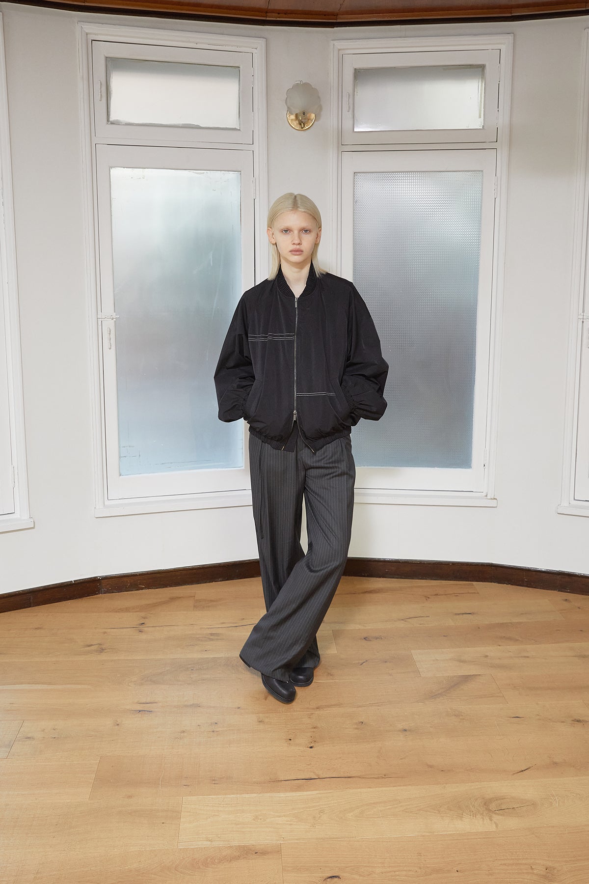 Matin Kim - Washed Volume Bomber Jumper (Black) product image 11 | TRAB K-Fashion Australia