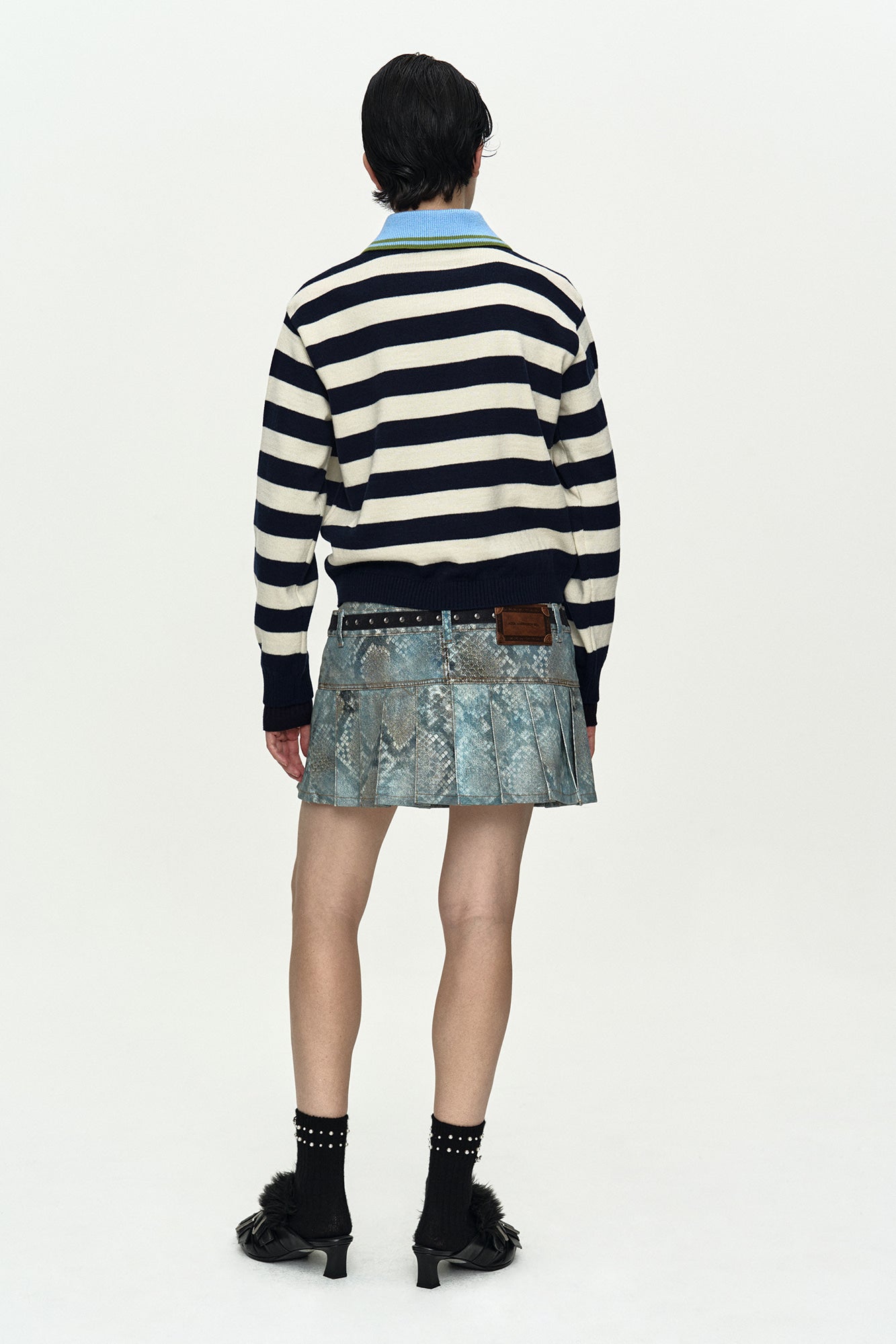 Andersson Bell - Girl's Heart Message Crew-Neck Sweater (Navy/Ivory) product image 3 | TRAB K-Fashion Australia