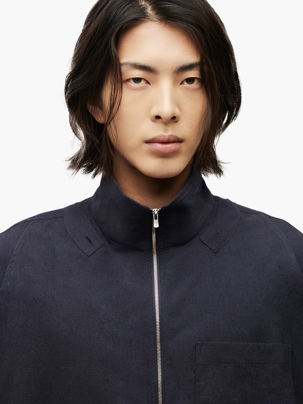 Jiyong Kim - Hooded Layered Zip-Up Shirt (Navy) product image 7 | TRAB K-Fashion Australia