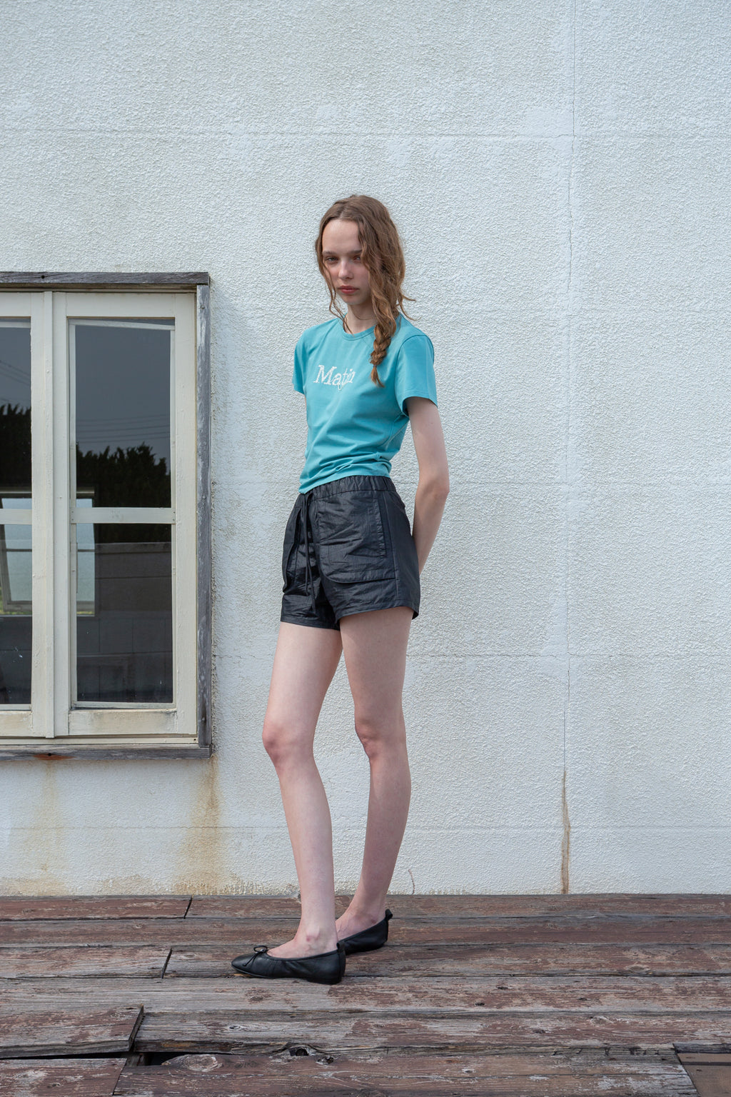 Matin Kim - Stitch Printing Detail Crop Top (Turquoise Blue) product image 7 | TRAB K-Fashion Australia