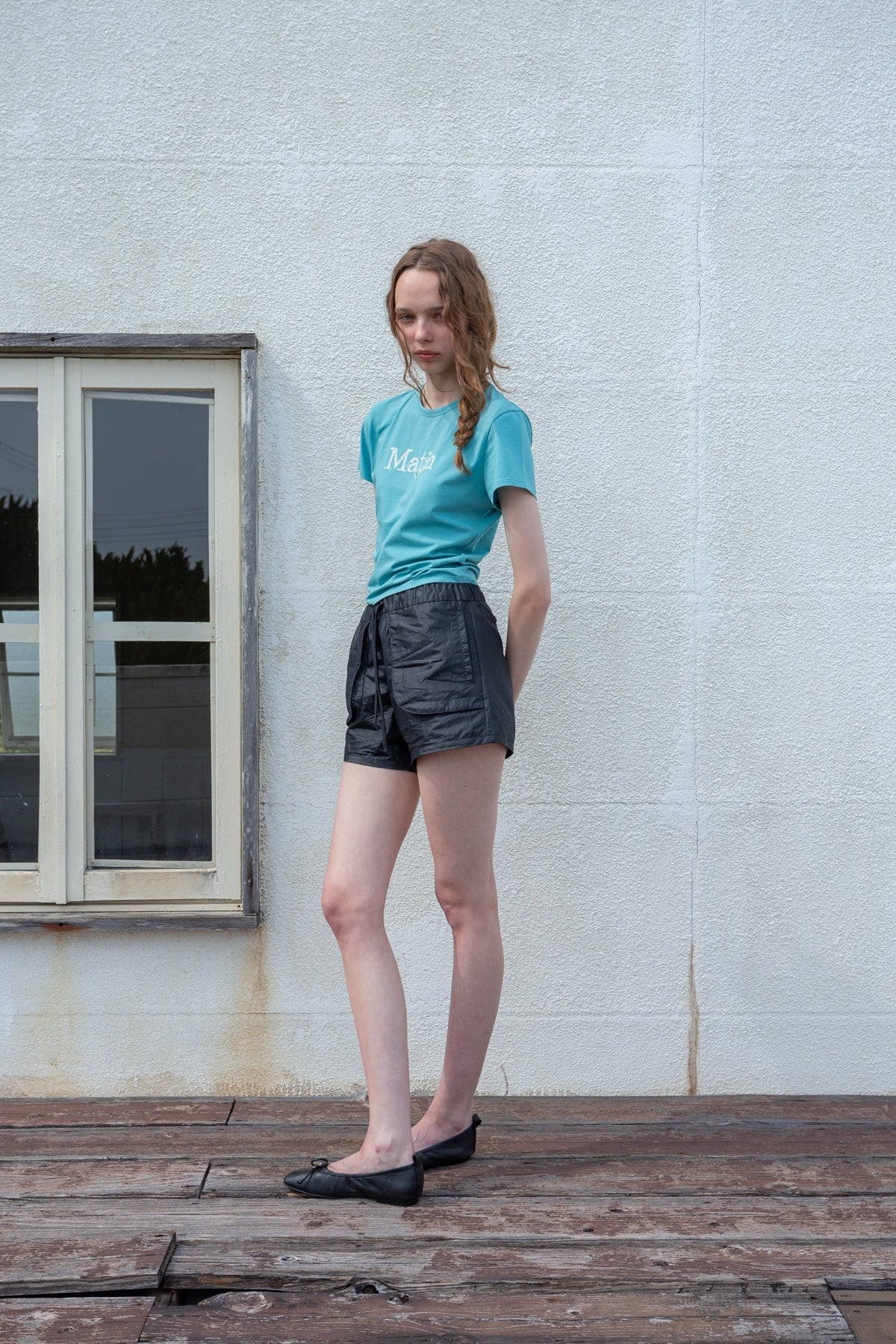 Matin Kim - Stitch Printing Detail Crop Top (Turquoise Blue) product image 7 | TRAB K-Fashion Australia