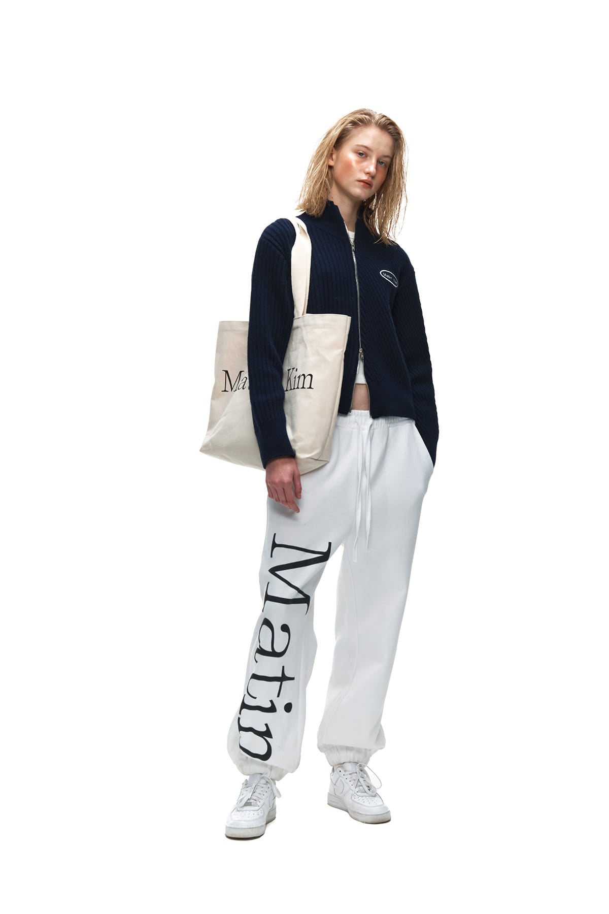 Matin Kim - High Neck Zip Cardigan (Navy) product image 8 | TRAB K-Fashion Australia