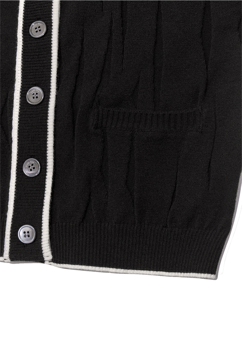Matin Kim - Wrinkle Hoody Button Knit Vest (Black) product image 4 | TRAB K-Fashion Australia