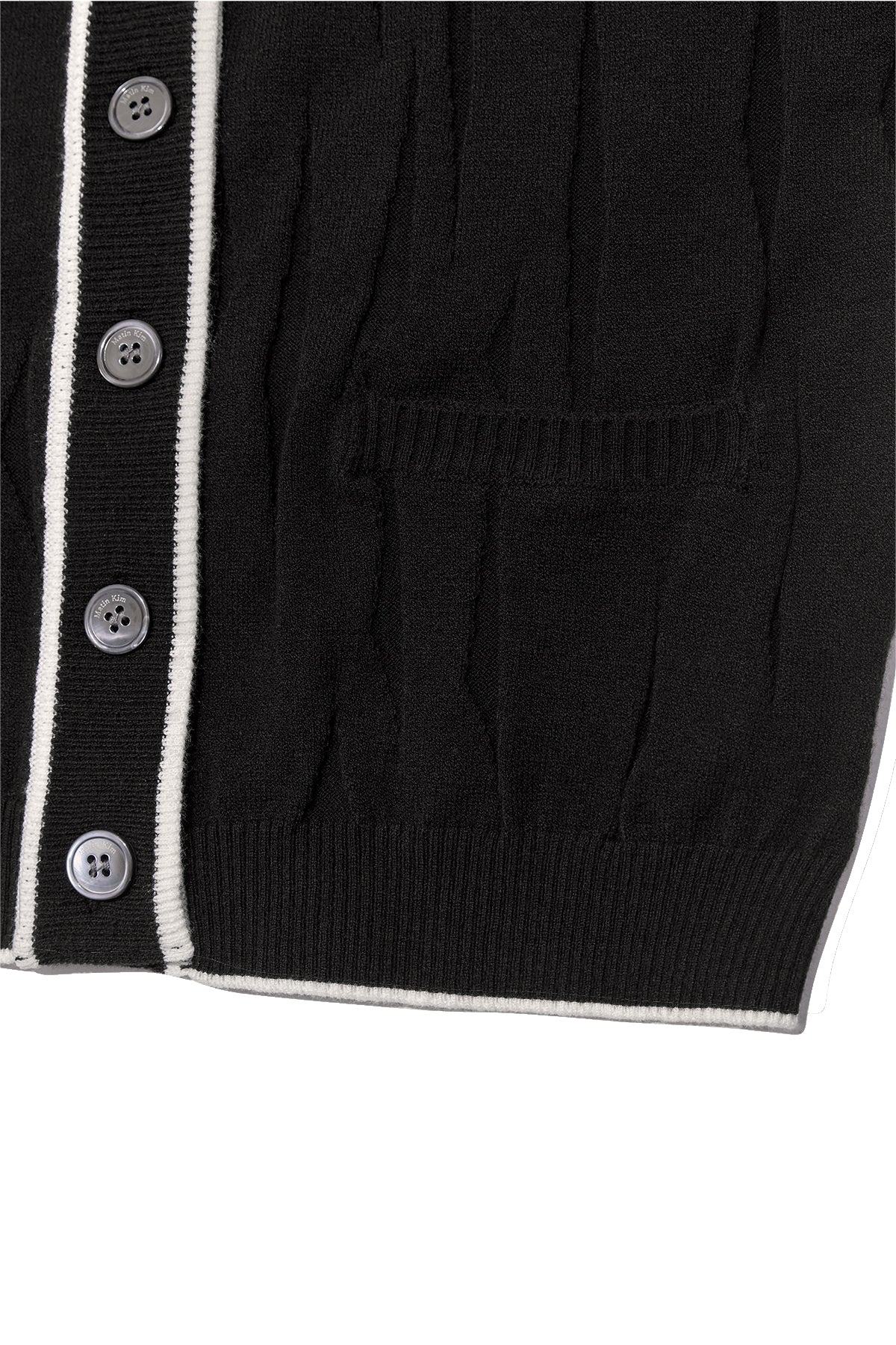 Matin Kim - Wrinkle Hoody Button Knit Vest (Black) product image 4 | TRAB K-Fashion Australia