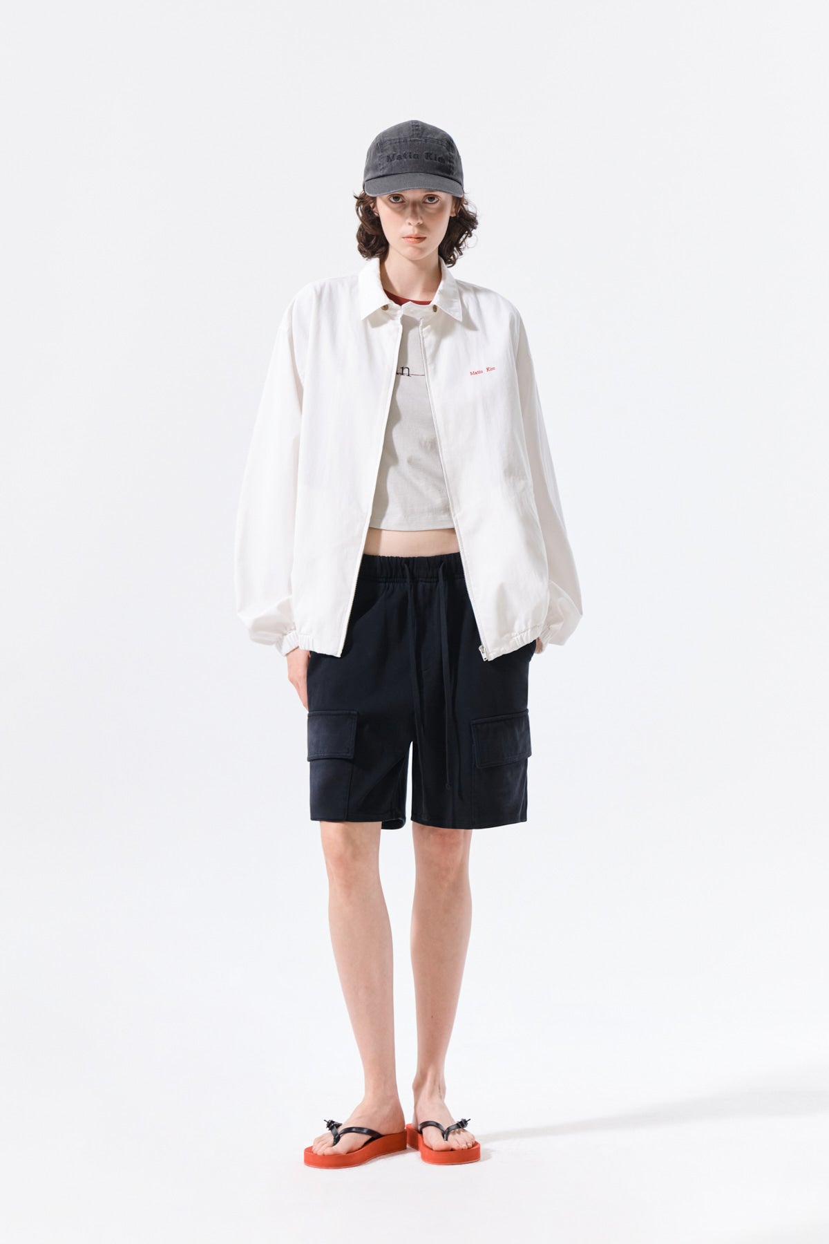 Matin Kim - Small Logo Cotton Zip Up Jumper (White) product image 11 | TRAB K-Fashion Australia