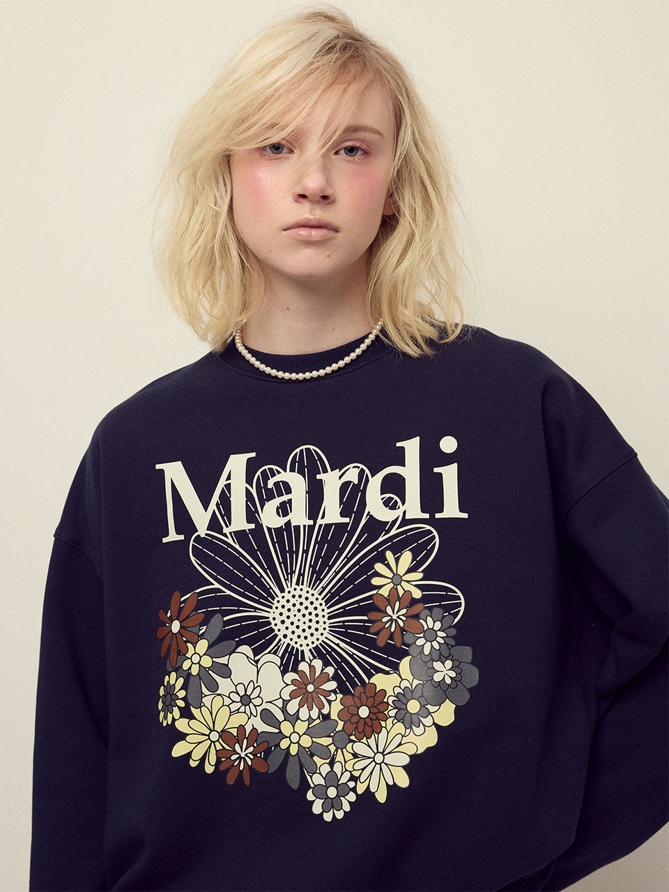 Mardi Mercredi - Sweatshirt Flowermardi Jardin (Navy Ivory) product image 1 | TRAB K-Fashion Australia