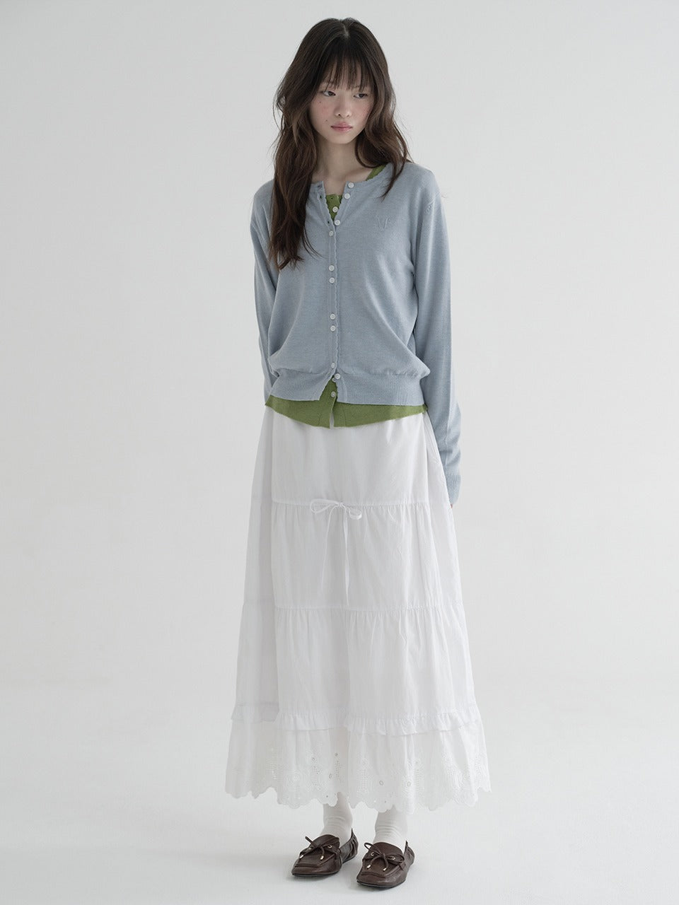 Margarin Fingers - Rose Eyelet Long Skirt (White) product image 1 | TRAB K-Fashion Australia