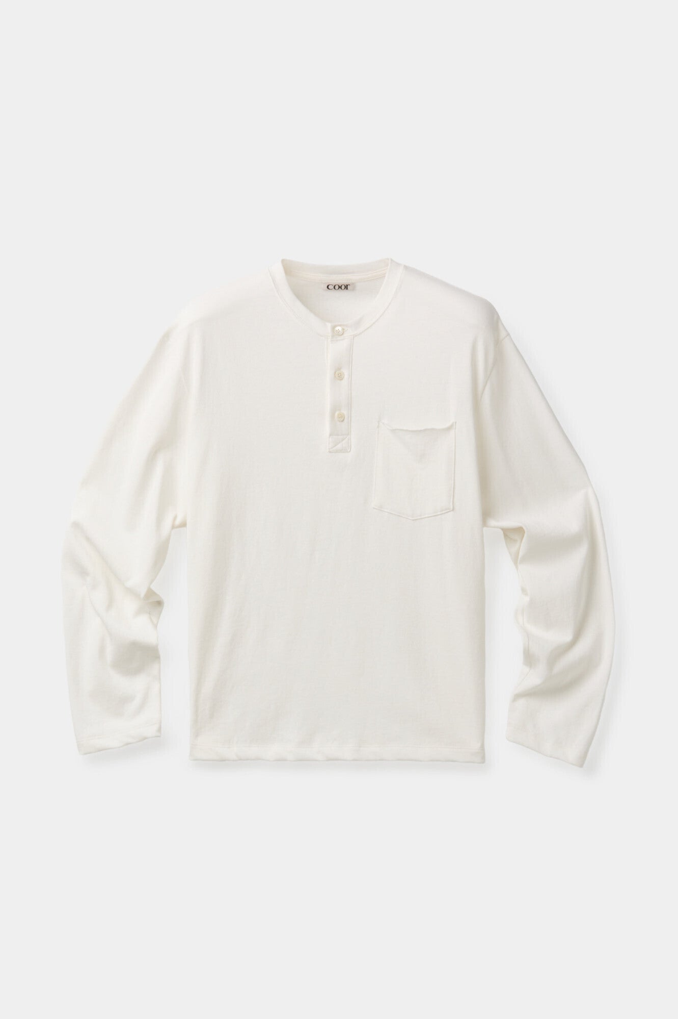 Coor - One-Pocket Long Sleeve Henley T-Shirt (White) product image 1 | TRAB K-Fashion Australia