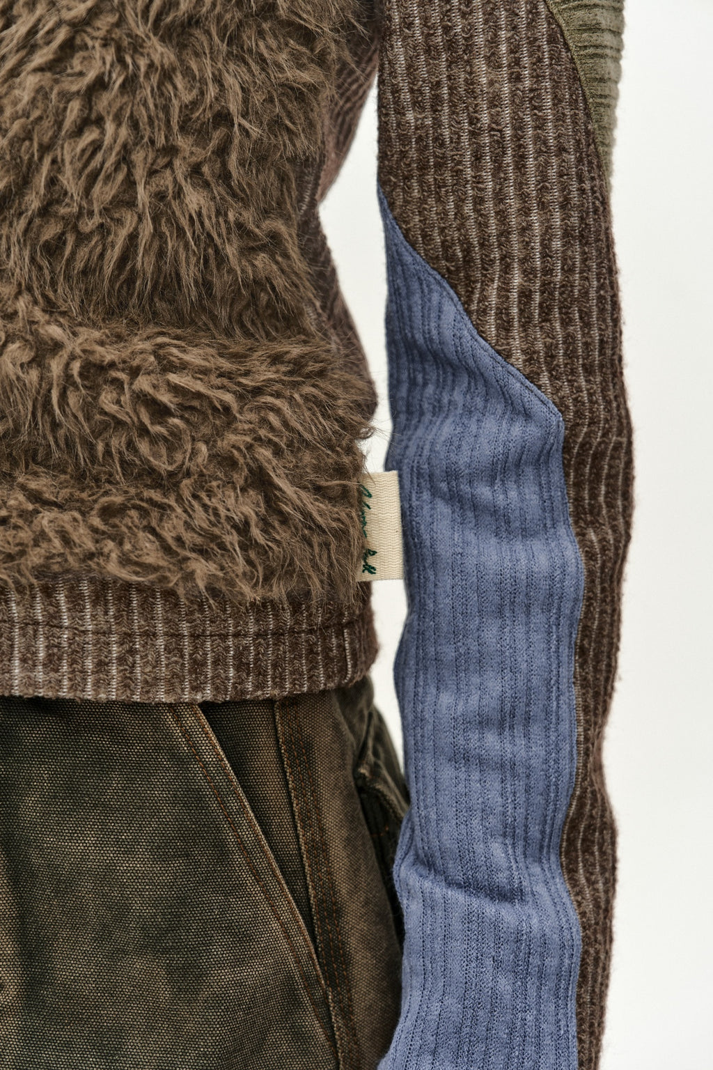 Andersson Bell - Fur Color-Blocked Hooded Zip-Up (Brown/Blue) product image 7 | TRAB K-Fashion Australia