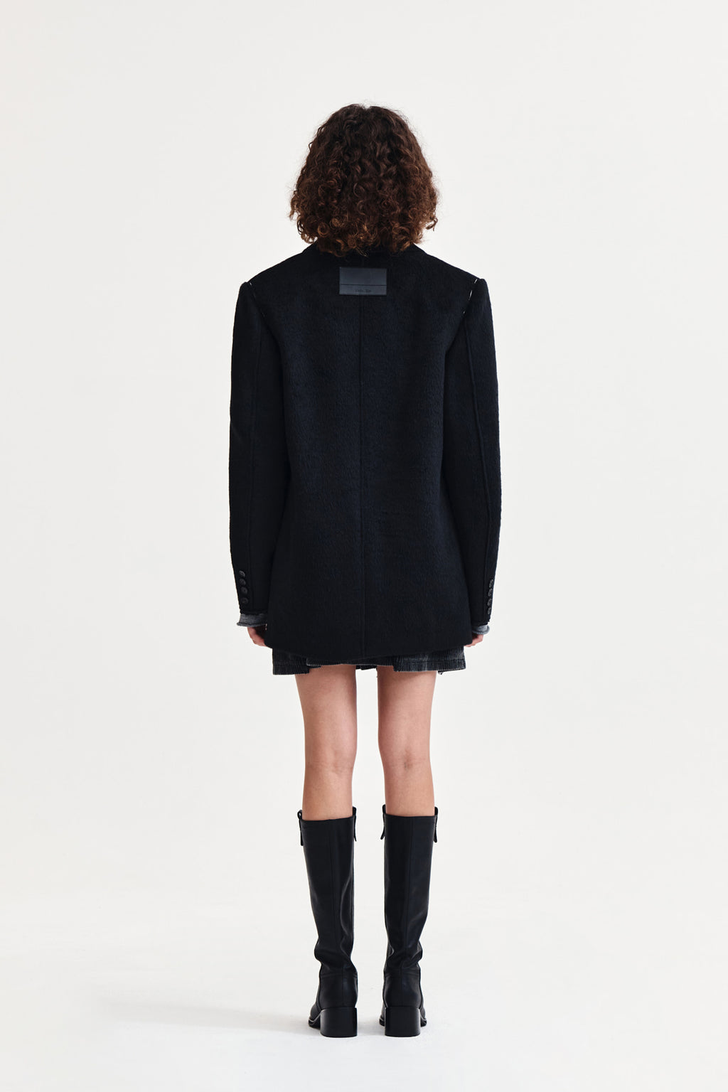 Matin Kim - Hairy Overfit Stitch Single Jacket (Black) product image 7 | TRAB K-Fashion Australia