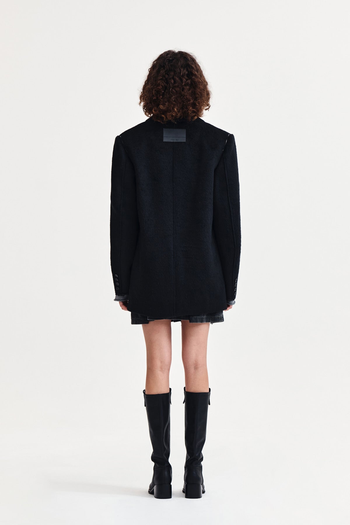 Matin Kim - Hairy Overfit Stitch Single Jacket (Black) product image 7 | TRAB K-Fashion Australia