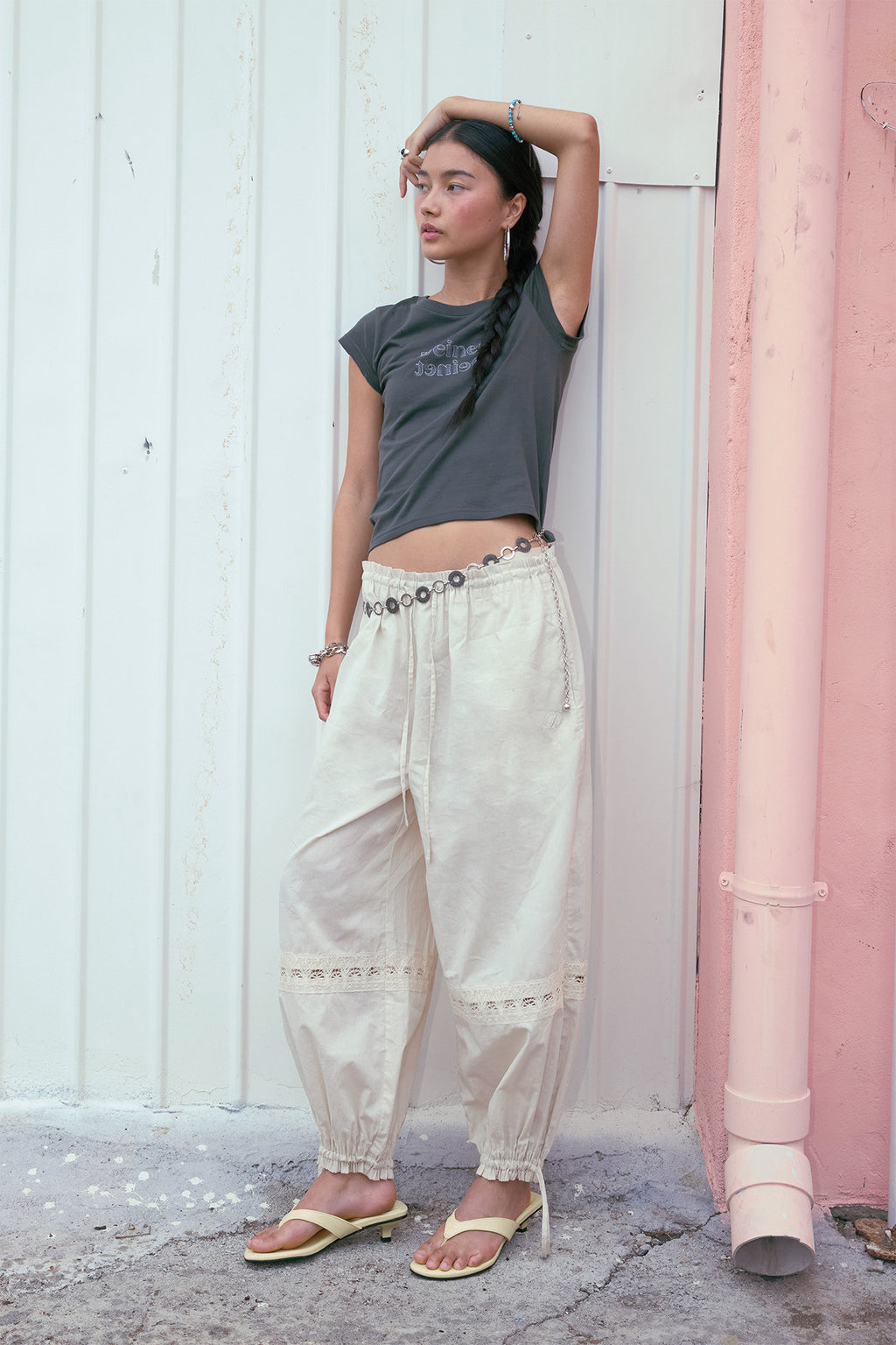 Deinet - Lace Detailed Balloon Pants (Oatmeal) product image 4 | TRAB K-Fashion Australia