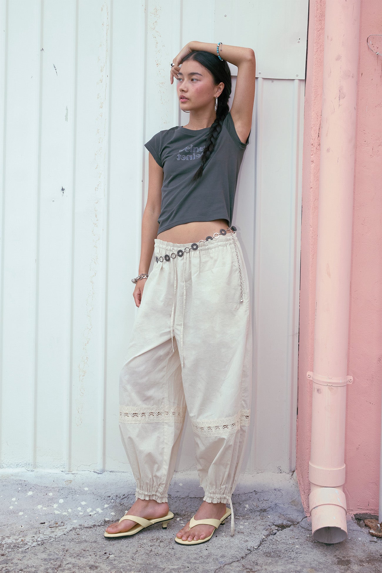 Deinet - Lace Detailed Balloon Pants (Oatmeal) product image 4 | TRAB K-Fashion Australia