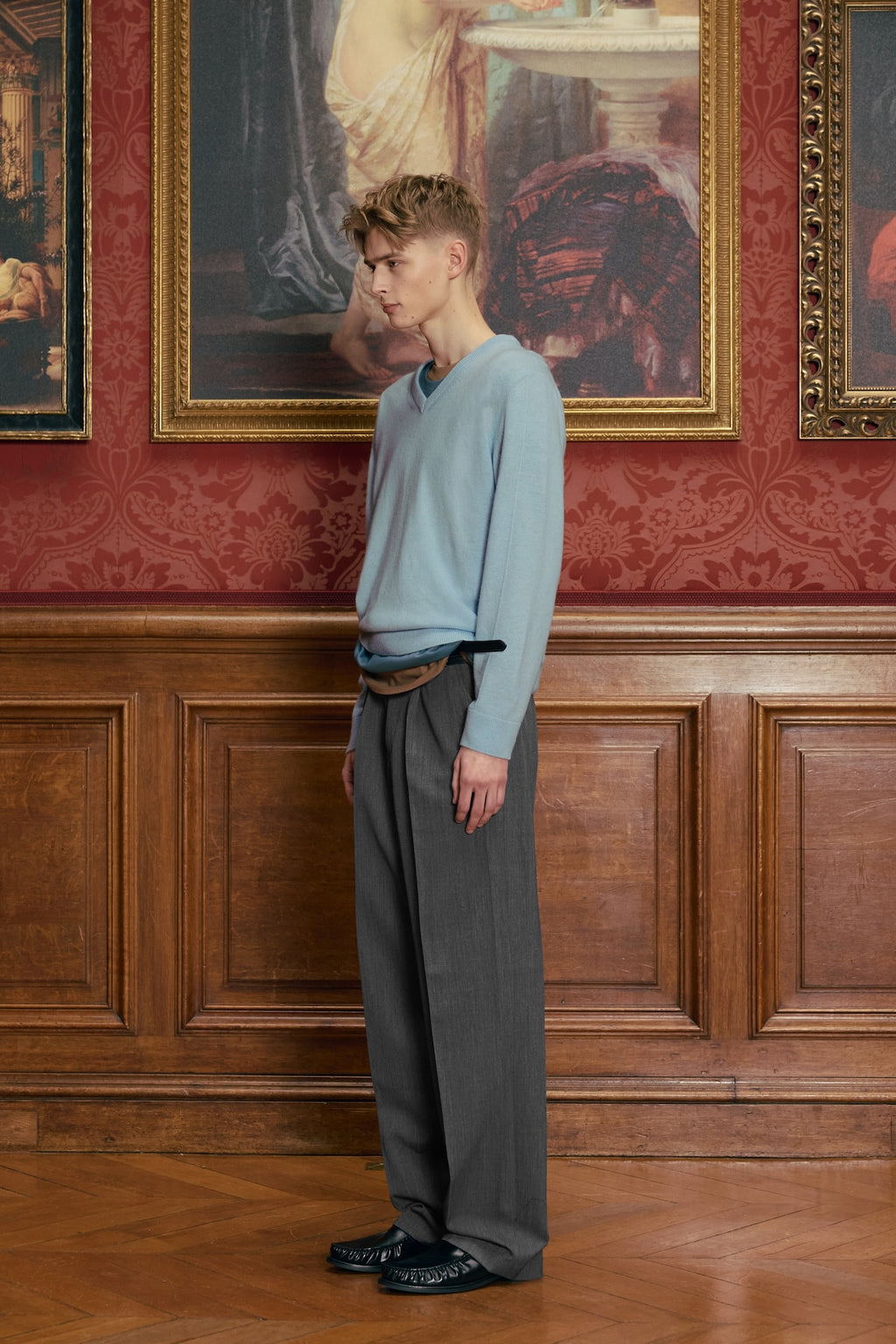 STU - Crease Double Belt Slacks (Mid Grey) product image 4 | TRAB K-Fashion Australia