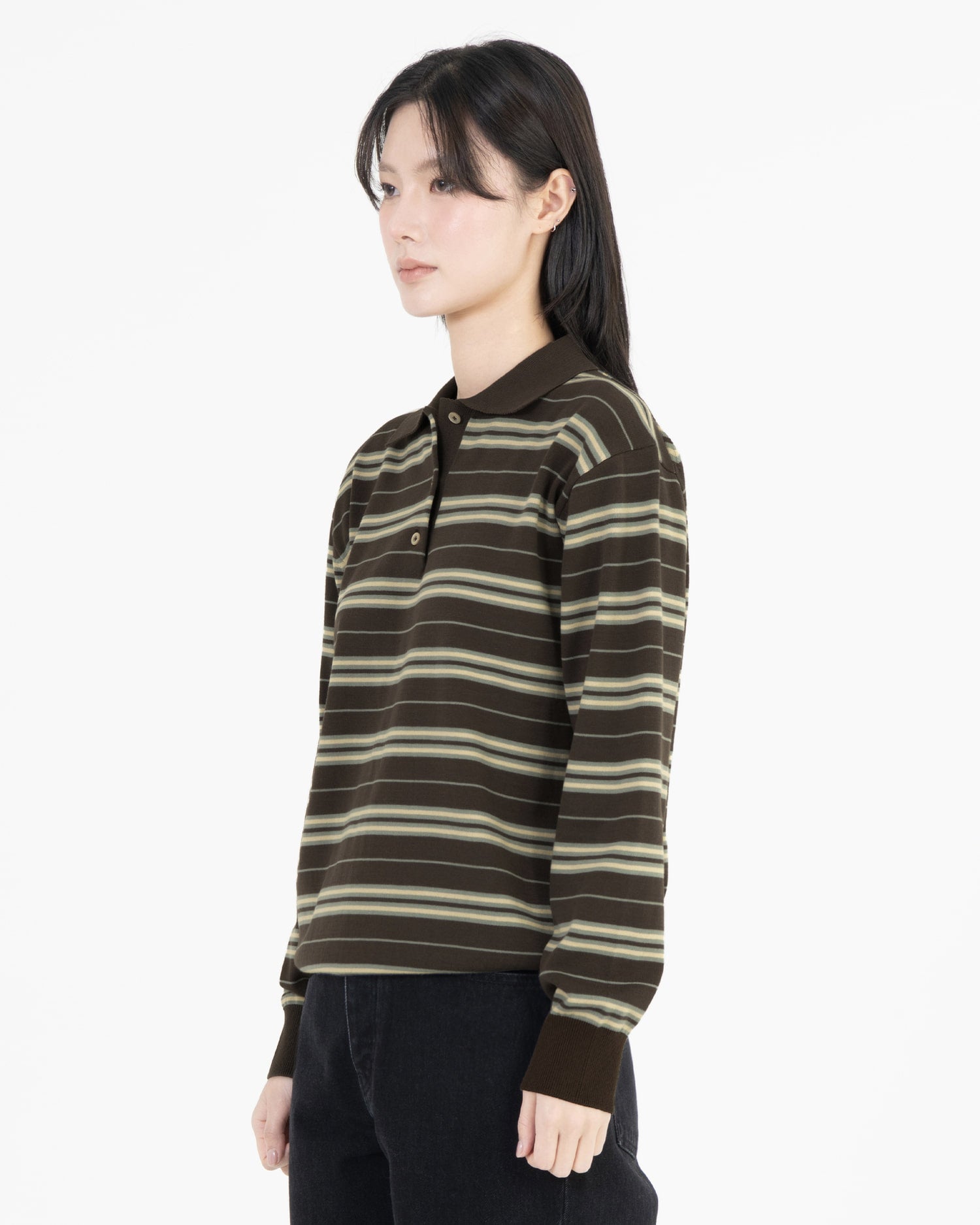 Brownyard - Stripe Knit Pique (Brown) product image 3 | TRAB K-Fashion Australia