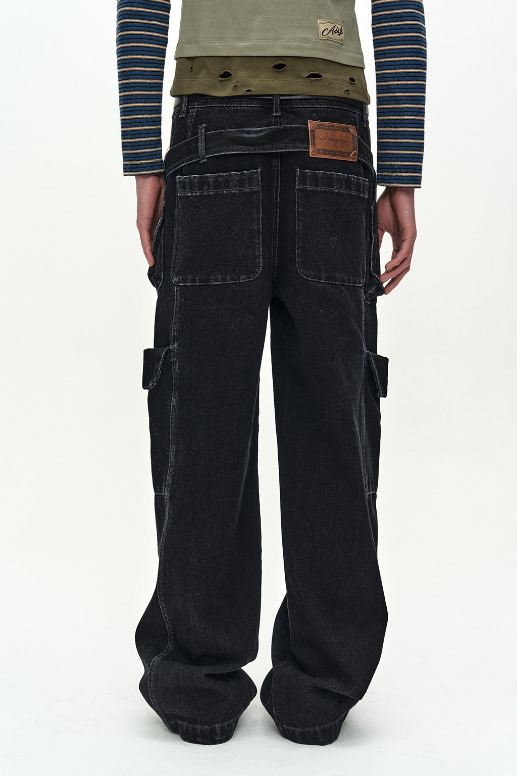Andersson Bell - Belt Layered Cargo Wide-Leg Jeans (black) (Black) product image 6 | TRAB K-Fashion Australia