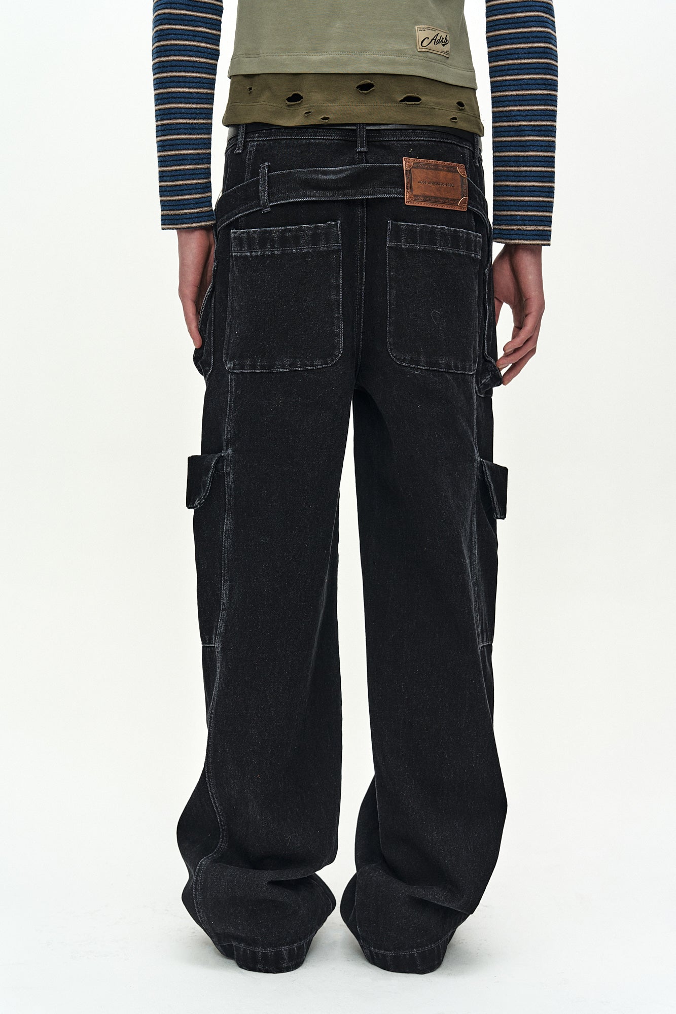 Andersson Bell - Belt Layered Cargo Wide-Leg Jeans (black) (Black) product image 6 | TRAB K-Fashion Australia