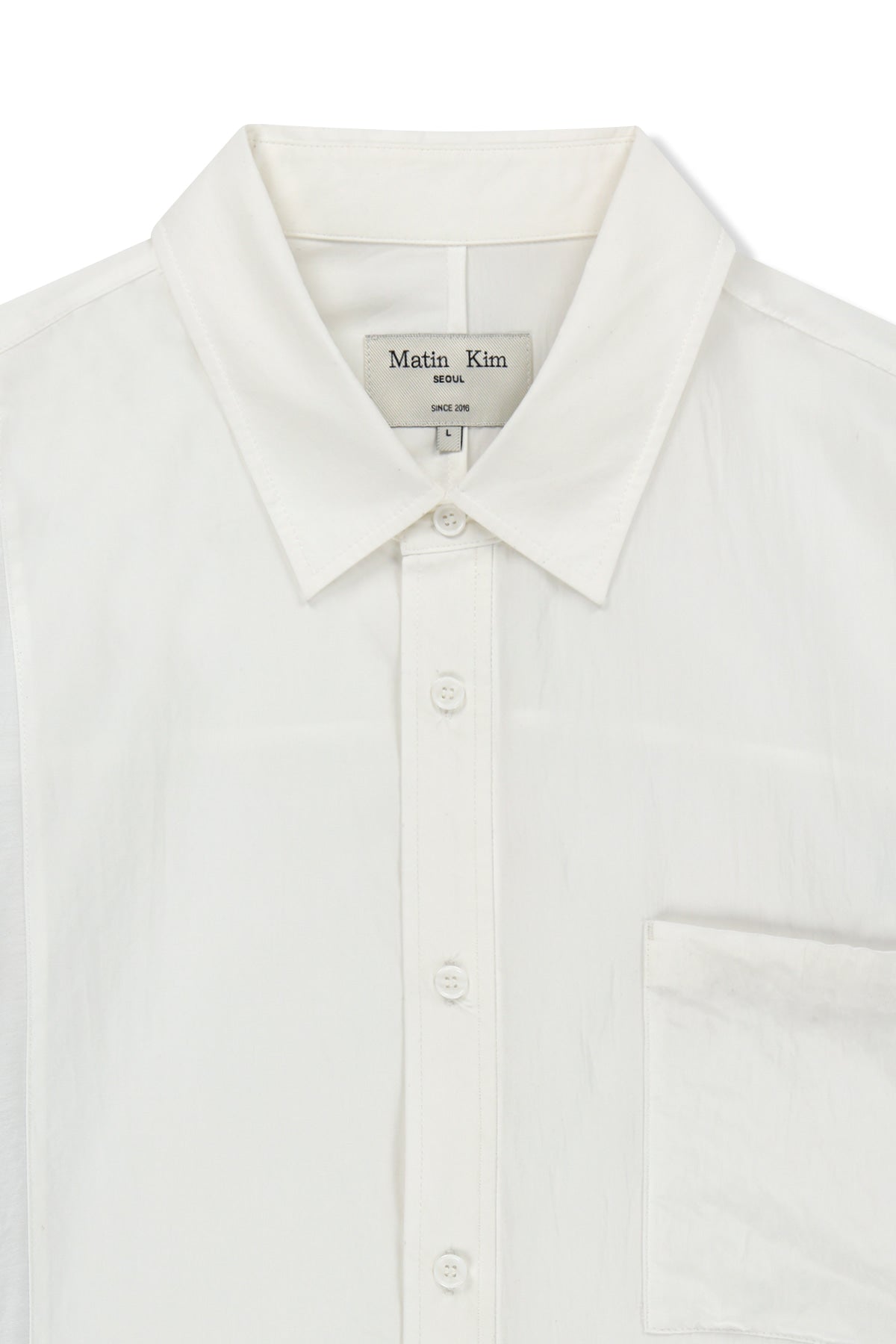 Matin Kim - Mixed Panel Over Fit Shirt (White) product image 3 | TRAB K-Fashion Australia